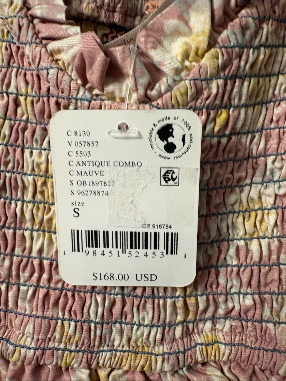 Free People Pink & Blue Smocked Floral Maxi Dress Small - Picture 7 of 11